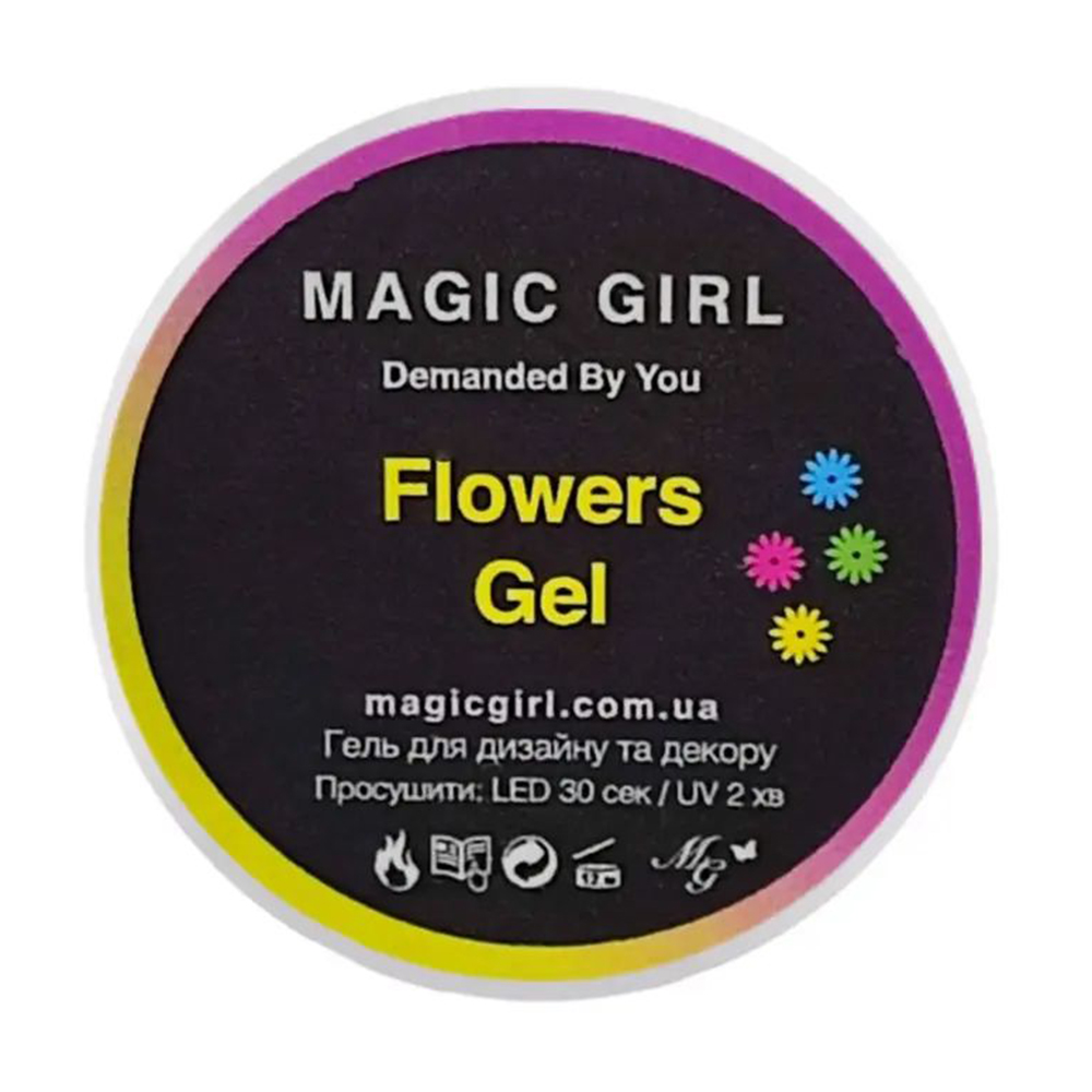 Гель Magic Girl Flowers Gel для дизайну та декору нігтів, із сухоцвітами, Blue, 5 мл