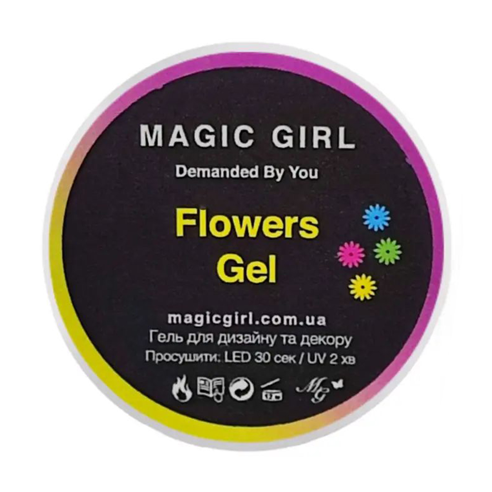 Гель Magic Girl Flowers Gel для дизайну та декору нігтів, із сухоцвітами, Red, 5 мл